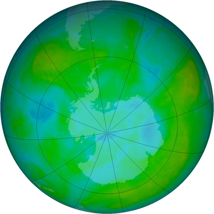 Antarctic ozone map for 24 December 2003